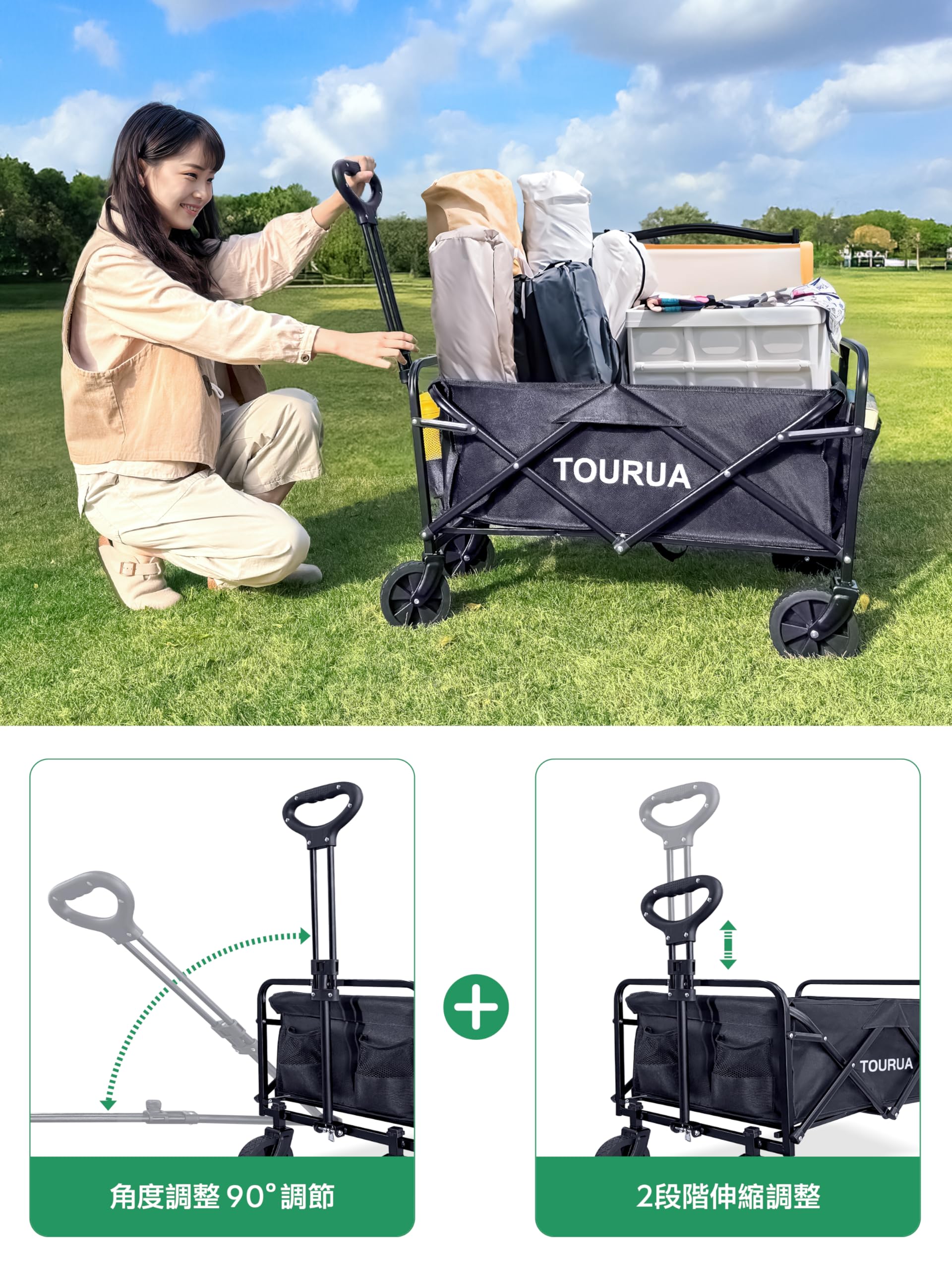Amazon.co.jp: TOURUA キャリーワゴン 折りたたみ式キャリーカート 耐
